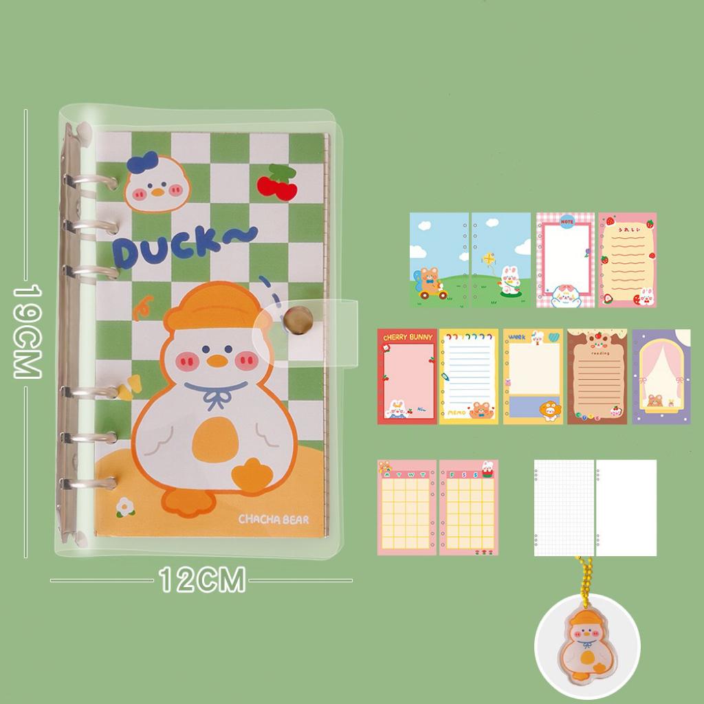 green-duck-pattern-loose-leaf-notebook