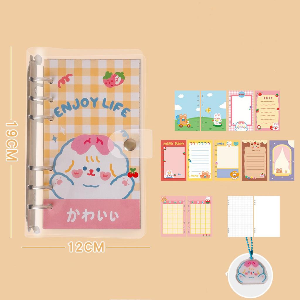 yellow-puppy-bear-pattern-loose-leaf-notebook